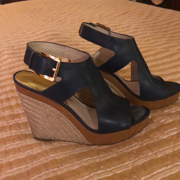 michael kors navy blue wedges